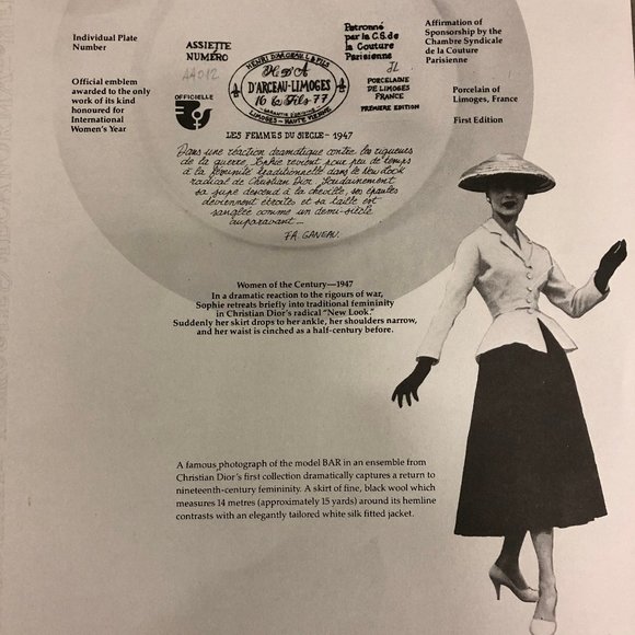 1947 Ganeau's Women of the Century Porcelian COA - Picture 6 of 8